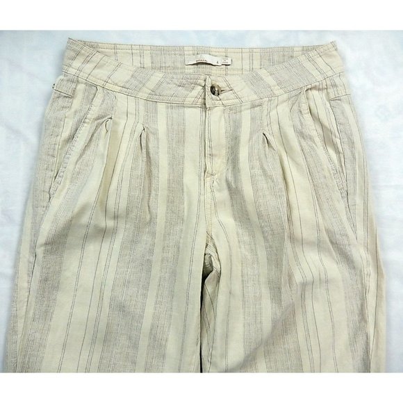 Prana Women Pants Sz 4 Mid Rise Striped Pleated Pockets Cinch Bottom Casual - Picture 8 of 14